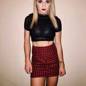 Red and Black Plaid Skirt